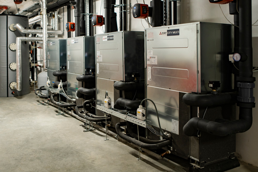 Watergevoerde unit in technische ruimte