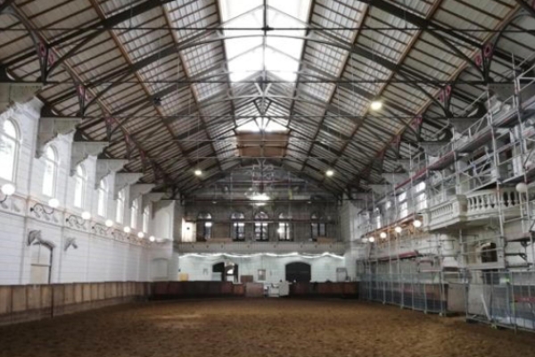 Nieuwsgierige paarden volgen renovatie Hollandsche Manege
